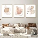Sarah Duke 3er Abstrakt Poster Set, Aesthetic Wandbilder Beige Leinwandbilder Ohne Rahmen Wandposter Moderne Bilder Wohnzimmer Schlafzimmer (Stil A,40 x 50 cm)