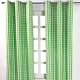 Homescapes blickdichter Ösenvorhang, grün-weiß Karierter Dekoschal mit traditionellem Karo-Muster im 2er Pack, Breite 117 x Länge 137 cm, Vorhang-Paar aus 100% Baumwolle, Gingham