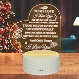 CECOMBINE Geschenk für sie/ihn, I love you 3D Illusion Lampe LED Nacht, Valentinstag Geschenke für Paare Jahrestag Nachtlicht mit Fernbedienung, LED Acryl Nachttischlampe Hochzeit Geschenke