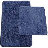 Brandsseller Badematten 2er-Set bestehen aus Badvorleger: ca. 50/80cm und WC-Vorleger ca. 45/50cm - Farbe: Blau