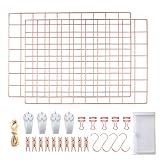 LOYONAL Gitter Foto Wandgitter Rosegold - Pinnwand Gitter Wand - Metallgitter Deko Wand - 2er Set Multifunktionaler Memoboard Gitter Gold 42 × 31 Zentimeter