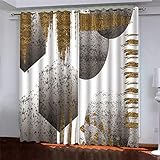 GSKOQD Verdunkelungsvorhänge 3D Abstraktes Goldgrau Druck Muster Ösen Vorhang 2Er Set 140X160Cm (B X H) Vorhänge Blickdicht Gardinen Wohnzimmer Kinderzimmer Thermo Vorhänge Fensterdekoration