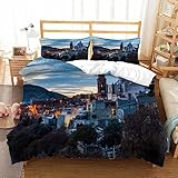 XCQHZYQ Bettwäsche 155x220 cm Landschaft 3D Drucken Bettbezug Set Mikrofaser Kinderbettwäsche Set für Kinder Teens, Bettwäsche mit 2 Kissenbezüge 80x80 cm