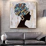 Abstrakte afrikanische schwarze Frau, Leinwandmalerei, Figur, Poster und Druck, Wohnzimmer, Wandkunst, Inneneinrichtung, Heimdekoration, Bilder, 65 x 65 cm, Rahmen