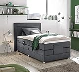 MöbisandMore Designer Boxspringbett Sali 120x200 cm mit Motor elektrisch verstellbar | Härtegrad H4 bis 130 KG | 7-Zonen-Tonnentaschenfederkern und Topper (Elephant)