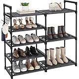 SZCSHOOL Schuhregal mit 5 Ebenen,Schuhständer aus Metall,Schmal Schuhablage,Schuhregale,Für Wohnzimmer Eingang Ankleidezimmer Schlafzimmer Schuhregals Platzsparend 82.5 x 30.5 x 85cm Schwarz