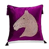 AKCHDZAW Kissenbezug Perlen Pferdekopfkissenbedeckung Velvet Pillow Hülle Mit Quasten 45X45 cm Sofa Dekoraktive Wohnkultur Funda Cojin-500Mm*500Mm,Purple