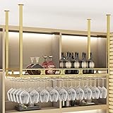 Industrielles Metall-Deckenregal, höhenverstellbar, Kelch-Stielglashalter, Weinflaschenhalter, geeignet für Restaurants/Bars/Heimdecken-Dekoständer (Größe: 80 cm)