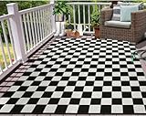 GOTGELIF 2,7 x 3,6 m, Outdoor-Teppiche, Weiß und Schwarz