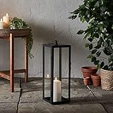 Lights4fun Bowen Metall Laterne Schwarz mit TruGlow® LED Kerze Außen- und Innenbereich 45cm Garten Deko Balkon
