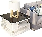 Couchtisch-Design Moderner Hochglanz-Weiß-Tisch für Wohnzimmermöbel, quadratischer Beistelltisch mit Rollen-Nisttischen (Size : 40×40×50cm)