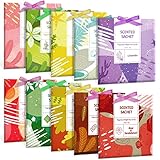 SCENTORINI Duftsachets für Schubladen, Schränke, 10 x 30g, Duft von Kirsche, frische Baumwolle, Patschuli, Karamell, Sakura, Bergamotte, Lavendel, Leinen, Ylang-Ylang