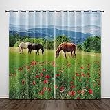 SJSXWQN Vorhänge GrüNe Blume Gardinen mit Ösen Vorhang Blickdicht Thermo Verdunklungsvorhänge Schiebegardinen für Schlafzimmer Wohnzimmer H 175 x B 140 cm 2er Set