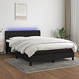 INLIFE Boxspringbett mit Matratze & LED Schwarz 140x200 cm Stoff,61.32kg,3133399