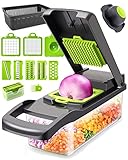 Gemüseschneider, BROTOU 12 in 1 Würfelschneider mit Austauschbare Klingen, Multi Gemüsehobel Gemüse Schneider Obstschneider Vegetable Chopper Dicer für Würfe, Scheiben, Salatschneider Mandoline