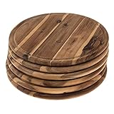 SIDCO Fleischteller Akazie 6 x Holzteller Vesperteller Brotzeitbrett Schneidebrett Ø 30 cm