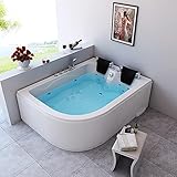 Home Deluxe - Whirlpool - Blue Ocean XL Links, Weiß, Maße: 180 x 120 x 65 cm - inkl. Nackenkissen, Armaturen und Whirlpoolpumpe I Whirlpool für 2 Personen, Indoor Jacuzzi, Eckbadewanne