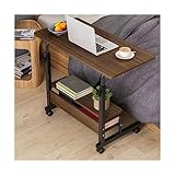 POCHY Überbetttisch, höhenverstellbarer Beistelltisch, Stahlrahmen, mobiler Stehschreibtisch, Laptop-Schreibtisch mit feststellbaren Rädern, Überbett-Nachttisch