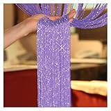 SCORRO Fadenvorhang,Fadengardinen 1 stück Glitter String türvorhang perlen Raumteiler Perlen Fransen Fenster Panel Schlafzimmer Quaste Kristall Hängende Vorhang Wohnkultur (Color : Purple)