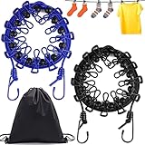 2 Stück Wäscheleine, Camping Reise Outdoor Wäscheleine, Flexible Wäscheleine Tragbar Elastische mit 12 Beschichteten Klammern und 13pcs Schwarze Positionierung Wölbungen(Schwarz+Blau)