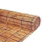 Retro Carbonization Natural Schilf Vorhang,Außen Rollo Bambus,Trennwand Strohjalousien,Sichtschutz Bambusrollo,Sonnenschutzrollos,Roman Jalousien,für Drinnen,Draußen (80×250cm/31×98in)