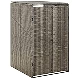 TOYOCC Einzel-Mülltonnen-Schuppen grau 70x80x117 cm Polyrattan