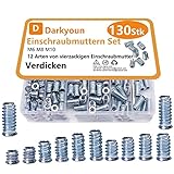 Einschraubmutter Einschraubmuffen Gewindebuchse Gewindeeinsatz Holz Gewinde Einzelteile aus Verzinktem Stahl Muttern für Holzmöbel CNC-Frästisch DIY-ERS (M6 M8 M10)