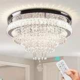 FRIXCHUR Kristall Deckenleuchte Crystal Kronleuchter LED Deckenlampe Dimmbar Modern Leuchter Wohnzimmerlampe Schlafzimmerlampe Lampe Elegant Chandelier Deckenlampe mit Fernbedienung