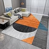 RUGMRZ Teppich Für Draußen Couchtisch Groß Teppich Wohnzimmer orange grau geometrisches Muster Minimalist ische Schall dämmung Teppich Klein 160X230CM
