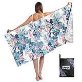 Mikrofaser Strandtuch Sandfrei, Strandtuch Groß Für Damen Herren, 80x160cm Strandhandtuch Kinder Erwachsener, Strand Handtuch Badetuch Badehandtuch Dünn Für Pool Schwimmbad Sommer Camping (Flamingo)