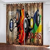Verdunkelungsvorhang Ösen 2 Stück 214X200cm(HxB) Gardinen Mit Kälteschutz & Wärmeisolierend Wohnzimmer 3D Dreidimensionales Kreatives Billard Muster Thermovorhänge Für Modern Schlafzimmer Kinderzimme