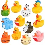 Graplan 12 Stück Badeente Baby Bade Enten Kinder Badewannenspielzeug Badespielzeug Baby Wasserspielzeug Badewanne für Babypartys Geburtstagspartys Strand und im Pool
