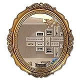 NEVKA Ovaler Wandspiegel, 27 x 30 Zoll, antiker Badezimmerspiegel, Goldener Schminkspiegel, dekorativer rustikaler Spiegel für Wand, Eingang, Esszimmer, Wohnzimmer (Size : Antique Gold (40 * 35CM)