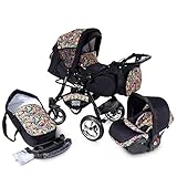 Buggie Urbano DenimParadise | 3-in-1-System | Kinderwagen, Kombikinderwagen, Babyschale, Autositz System | Zwei-Wege-Griff | Travel System | Moderner, Leichter Trolley mit Allem Zubehör Inklusive