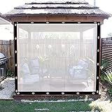 Transparenter Planenvorhang für den Außenbereich, Pavillons, Balkonvorhänge mit Ösen, wasserdichte PVC-Plane für Pergola, Veranda, Pavillon, Garten (transparent, 3 x 4 m)