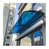 Sonnenschutz-Fenstermarkise, Blaue Regenschutzabdeckung, Aluminiumhalterung, Türüberdachung für Terrasse, Garten, Hinterhof, 2-teiliges Panel (Farbe: Champagner+Blau, Größe: 60 cm x 240 cm)