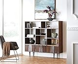 DELIFE Bücherschrank Shia 147 cm Sheesham Walnuss Massiv Marmor 11 Fächer