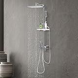 Duschsystem Startseite Edelstahl Wandmontage Duschsäule Regendusche, vielseitiges Duschset,70-115cm verstellbare Duschschiene,Silber
