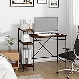 Tidyard Schreibtisch mit Regal Computertisch Bürotisch PC Tisch Arbeitstisch Laptoptisch Büromöbel Braun Eichen-Optik 105x50x90 cm