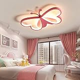 Cblbser LED Kinderzimmer Deckenleuchte 30W Schlafzimmer Lampe Deckenlampe Kindergarten Mädchen Prinzessin Raum jungenzimmer Baby Kreative Schmetterling Beleuchtung Design Rosa Warmes Licht