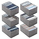 6 Stück Schubladen Ordnungssystem Kleiderschrank Schrank Organizer Faltbare Aufbewahrungsboxen Stoff Kleideraufbewahrung & Organisation, Nettjade Aufbewahrung für Kleidung, Tshirts, Hosen (Type C)