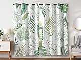 YISUMEI - Gardinen Blickdichter - Grüne Palmblätter,245 x 140 cm 2er Set Vorhang Verdunkelung mit Ösen für Schlafzimmer Wohnzimmer