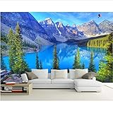 Wffmx Individuelle Fototapeten 3D Stereo Schnee Bergsee Landschaft Tv Hintergrund Schlafzimmer Fototapeten 3D-500X320Cm