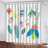 LAMPPE Vorhang Blickdicht 3D Bunte Tiere Der Karikatur Muster Ösenschal 2Er Set H 230 X B 150 cm Fenster Gardinen Mit Ösen Verdunkelungsvorhang Wohnzimmer Kinderzimmer Schlafzimmer Thermovorhang Sch