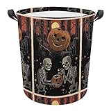 OKJK Klappbarer wäschekorb,Halloween-Kürbis-Musterdruck, Blume personalisierter Druck Kind Korb Faltbare Reisewäsche Wäscheaufbewahrung
