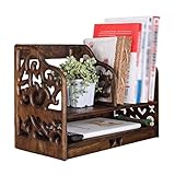 Bücherregale Massivholz Schreibtisch Bücherregal Retro Aufbewahrung Organizer Display Doppellagiges Regal Verwendet für Bücher und Dokumente, Braun Bücherregal Regal