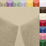 Textil Tischdecke Leinen-Optik 110x140cm eckig mit Fleck-Schutz Sand *wasserabweisend* Farbe wählbar