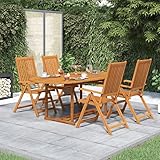 Hommdiy 5-TLG. Garten-Essgruppe, Balkonmöbel, Gartenmöbel-Set, Lounge-Set, Terrassenmöbel Massivholz Akazie