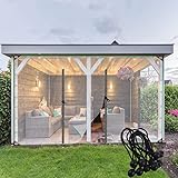 Durchsichtige Pergola-Vorhänge, wasserdichte PVC-Pergola-Seitenteile mit Reißverschlusstür, robuste Außenplane für Pavillon, Veranda, anpassbar (durchsichtig, 5 x 3 m/16,4 x 9,8 Fuß)