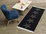 HANSE Home Designer Velours Läufer Sterne 80x200 cm Schwarz Grau | 102344